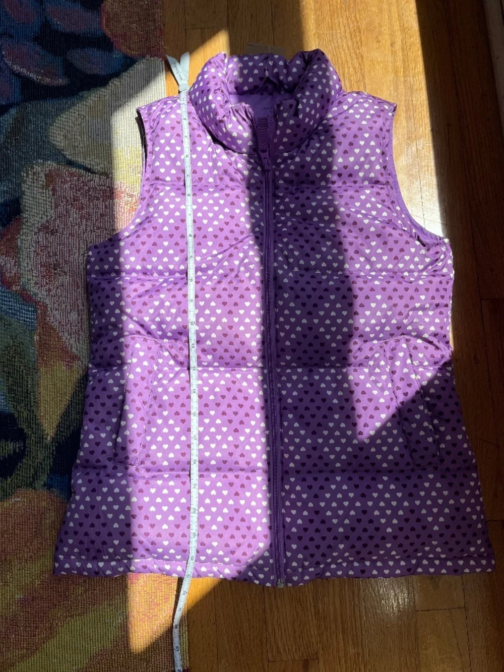 Lands' End Kids Purple Heart Puffer Vest - Size Medium (10-12) - NWT